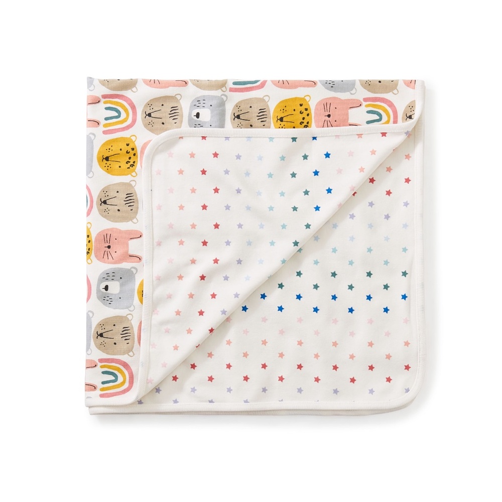 Reversible Baby Blanket - Rainbow Animal